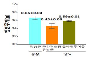 ▲씀바귀 추출물에 의한 흰쥐의 침샘 무게(그림=농진청)