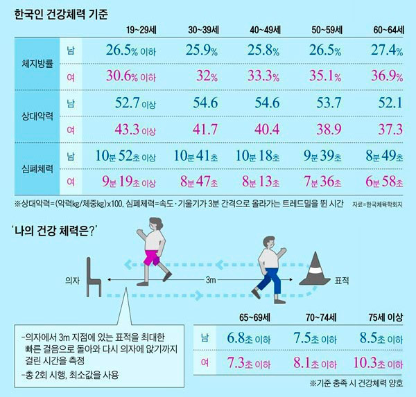 한국인 건강체력 기준 그래픽