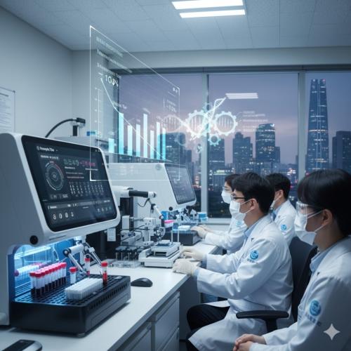 ���ΰ� �ǰ����� ���� �������� ������ ���ܰ˻� ���� �߰� ���ϸ� �����ϸ鼭, ���� ü������(In Vitro Diagnostics, IVD) ����� ����� ���� ����� ��ȭ�� �� �ִٴ� ����� Ŀ���� �ִ�. (��ó: AI ���̳��� ���� �̹���)<br>