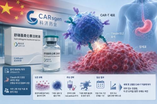 �߱����� �����Ͽ� ���� ���� ù Ű�޶� �׿� ����ü T(CAR-T) ����ġ������ ź���ߴ�. CAR-T ġ������ ó������ ������ �������� ȹ���ߴٴ� ������ �ǹ̰� ũ����, ���׾Ͽ��� Ȯ�ε� ��ġ ������ ȿ������ �̸��� ���ϰ� ���� ������ �����ϴ� ������ �ӻ� ������ �����ٴ� ������ �򰡰� �������� �ִ�. (������ ����� ���ظ� ���� ���� AI ���̳��̿� ChatGPT�� Ȱ���� ������ �̹���)