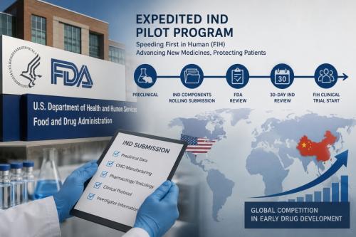 �̱� ��ǰ�Ǿ౹(FDA)�� �ʱ� �žళ�� ����� ��ȭ�� ���� ���ż� �ӻ�����ȹ(IND) ���Ϸ� ���α׷��� ������ ������. (������ ����� ���ظ� ���� ���� AI�� Ȱ���� ������ �̹���)