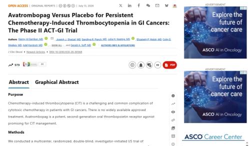 �����м��� ���ӻ�����������(Journal of Clinical Oncology)���� ����� ������� ȯ���� ���Ӽ� �׾�ȭ�п�� ���� �����ǰ������� ������� �� �ƹ�Ʈ�Һ��� 2�� ��ACT-GI�� ���� ���� ȭ��. (����=Journal of Clinical Oncology Ȩ������ ĸó)