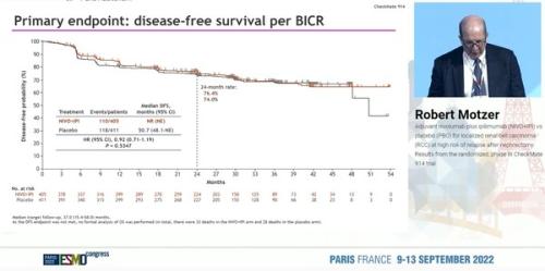 9~13  ĸ  ȸ мȸ(ESMO 2022) ̱ ޸𸮾󽽷͸ϼ Robert Motzer   ӻ3 CheckMate-914  ƮA ȯڱ м  ߴ.