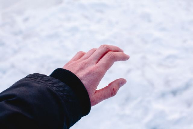 추위에 얼어버린 손