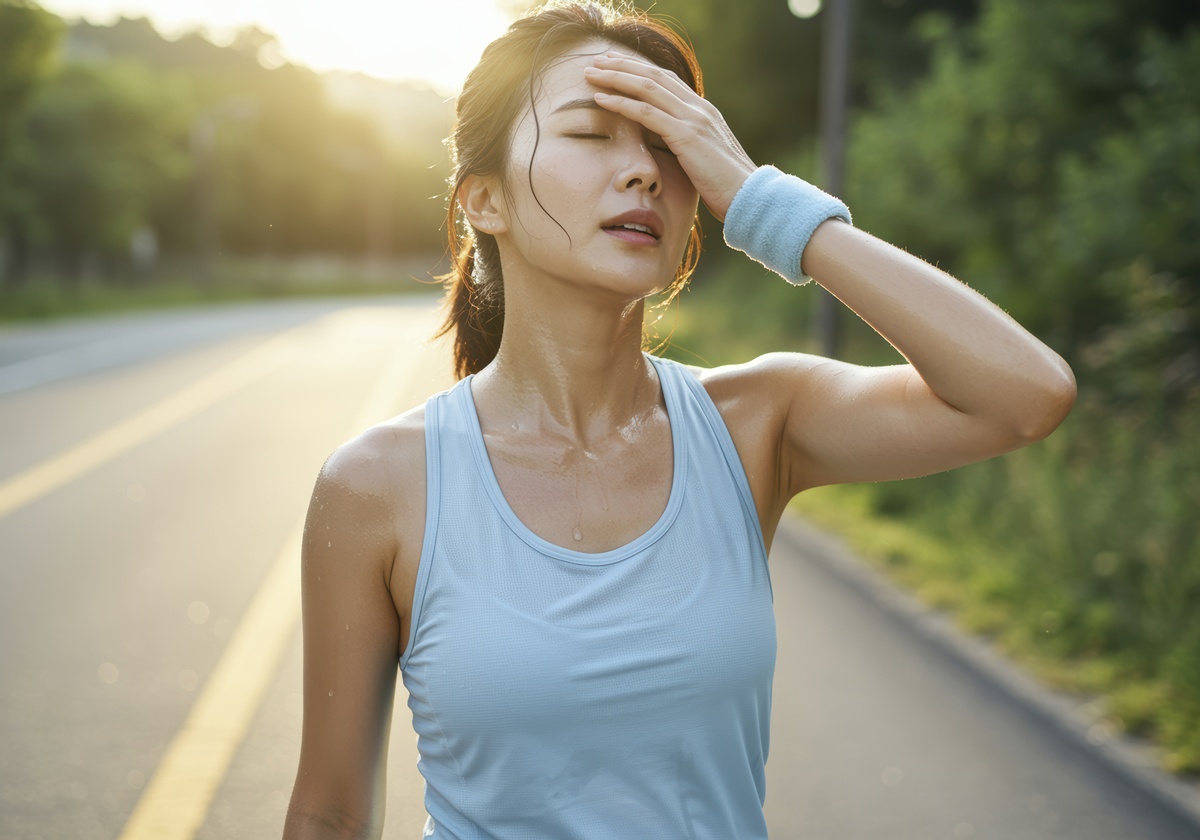 힘들어하는 러너 여성