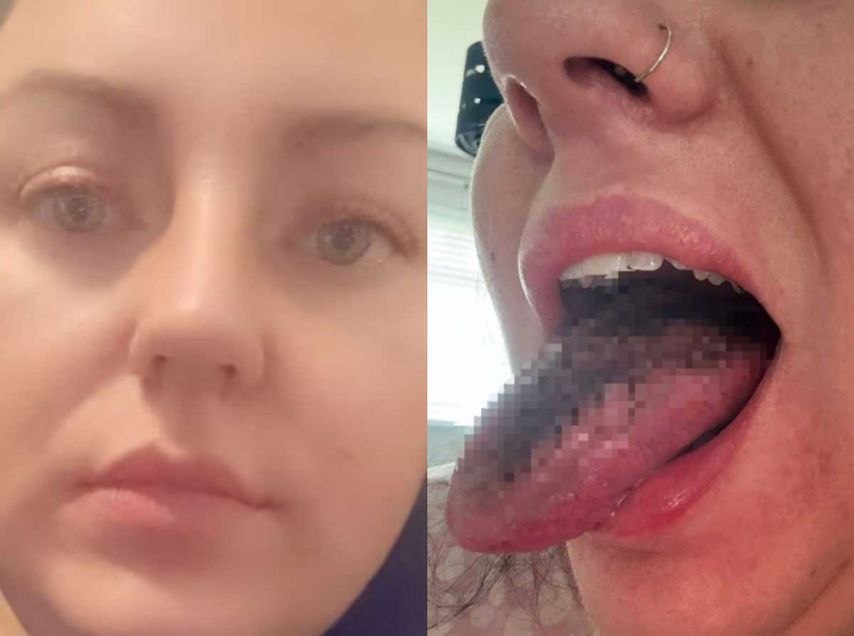 외국인 여성과 혓바닥 사진