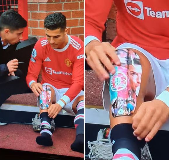 신가드를 착용하는 호날두