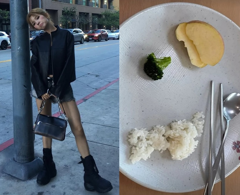 왼쪽 전소연, 오른쪽 전소연이 먹은 식사 사진