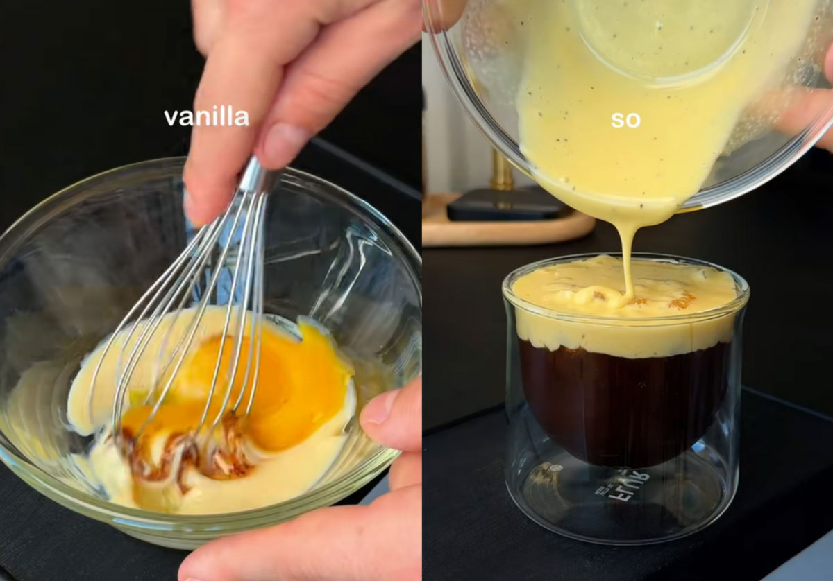 에그커피 만드는 사진