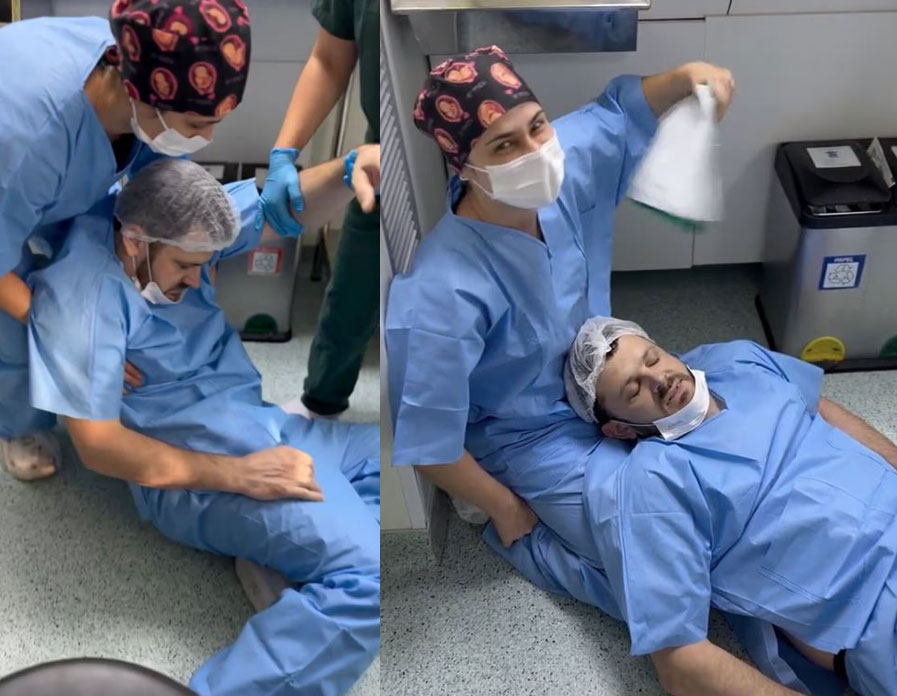 출산 과정 지켜보다 기절한 남성