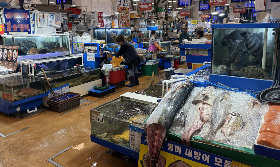 노량진수산시장의 전경