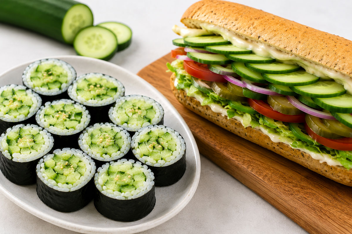 오이 김밥과 오이 샌드위치