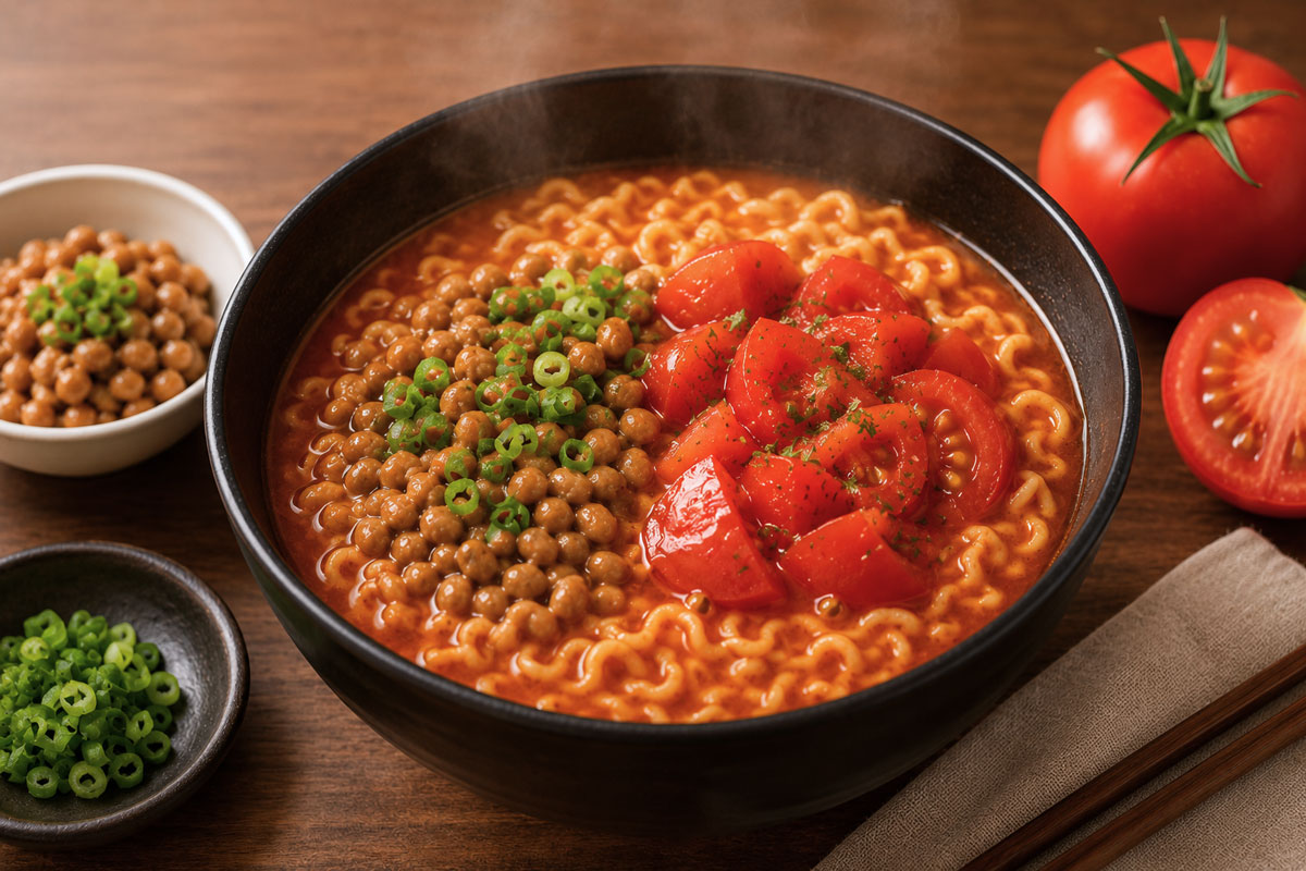 라면과 낫토, 토마토 이미지