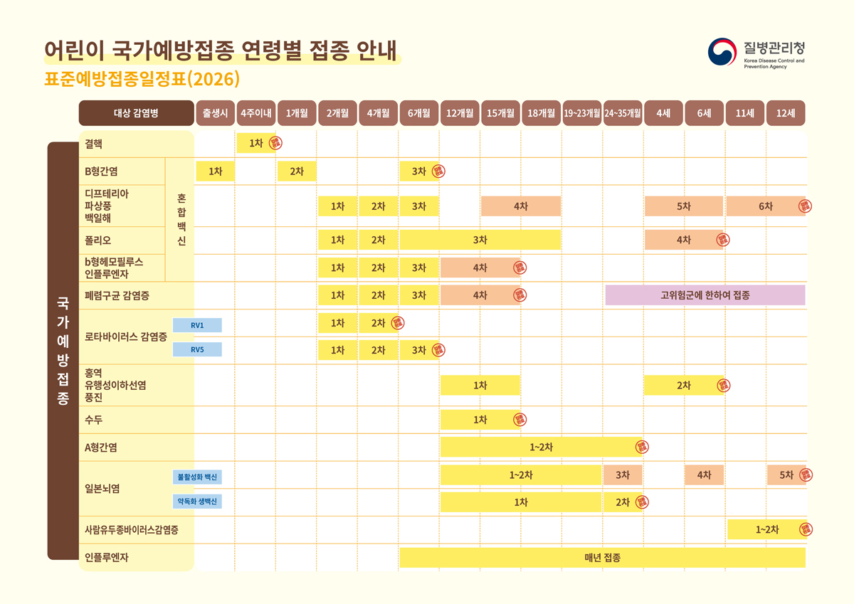 표준예방접종일정표